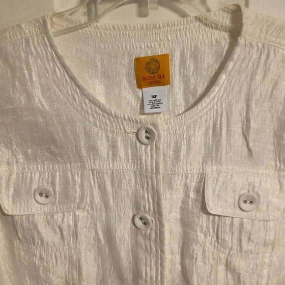 Ruby Rd. White Shimmery Button-Up Jacket - Picture 3 of 7